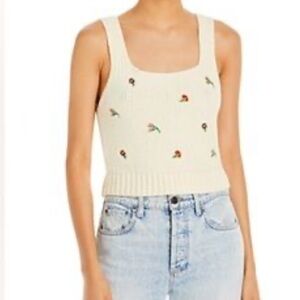 English Factory‎ Women's floral Embroidered Knit Sweater Tank top
